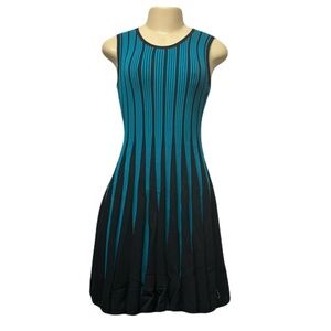 Adore Blue and Black Pleated Mini Dress
